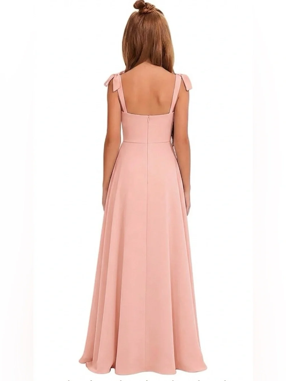 Blush Pink Ruffle-Slit A-Line Evening Dress size 8